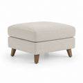 Poitrines rembourrées rectangulaires en tissu et bois beige et noyer, 76 × 62 × 45 cm