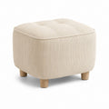 Poggiapieds carrés rembourrés en tissu beige avec pieds en bois, 45 × 45 × 40 cm