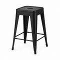 Tabouret de bar haut en acier noir avec assise carrée, 43 × 43 × 76 cm
