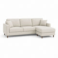 Canapé angulaire 3 places en tissu beige avec péninsule droite, 245 × 155 × 88 cm
