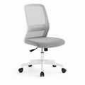Chaise de bureau pivotante gris et blanc en tissu et filet, réglable, 60 × 60 × 89-99 cm