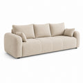 Canapé 3 places en tissu bouclé crème avec accoudoirs arrondis, 230 × 98 × 88 cm