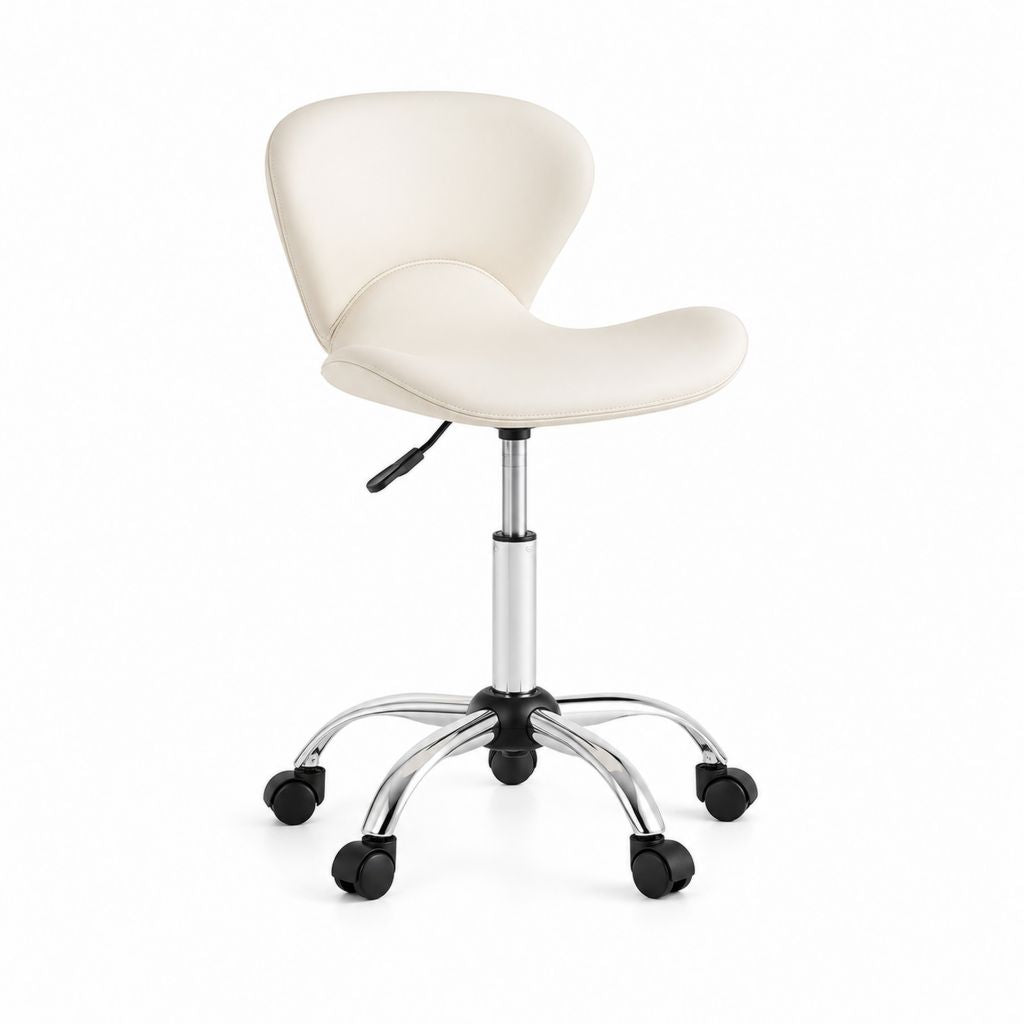 Chaise de bureau pivotante réglable en cuir synthétique avec roues, 52 × 52 × 74-86 cm