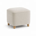 Poggiapieds carrés rembourrés en tissu beige avec pieds en bois, 45 × 45 × 42 cm