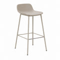 Tabouret haut de bar en polypropylène et acier avec dossier profilé et repose-pieds, beige, 49 × 52 × 99 cm