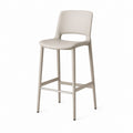 Tabouret de bar en similicuir PU et acier tourterelle et argent, 46 × 51 × 101 cm, assise haute 68 cm