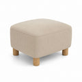Poggiapieds carrés rembourrés en velours côtelé beige avec pieds en bois massif naturel, 60 × 60 × 42 cm